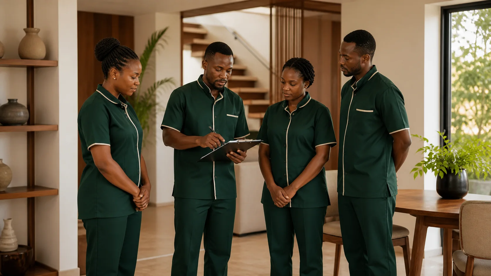 The Happy Place team preparing together before a professional clean